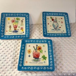 Oumsby Ormbsy Square Salad Plate 8.25" Set of 3 Ja